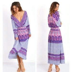 Free People size XS/S She's A Lady gorgeous patchwork‎ Purple dress